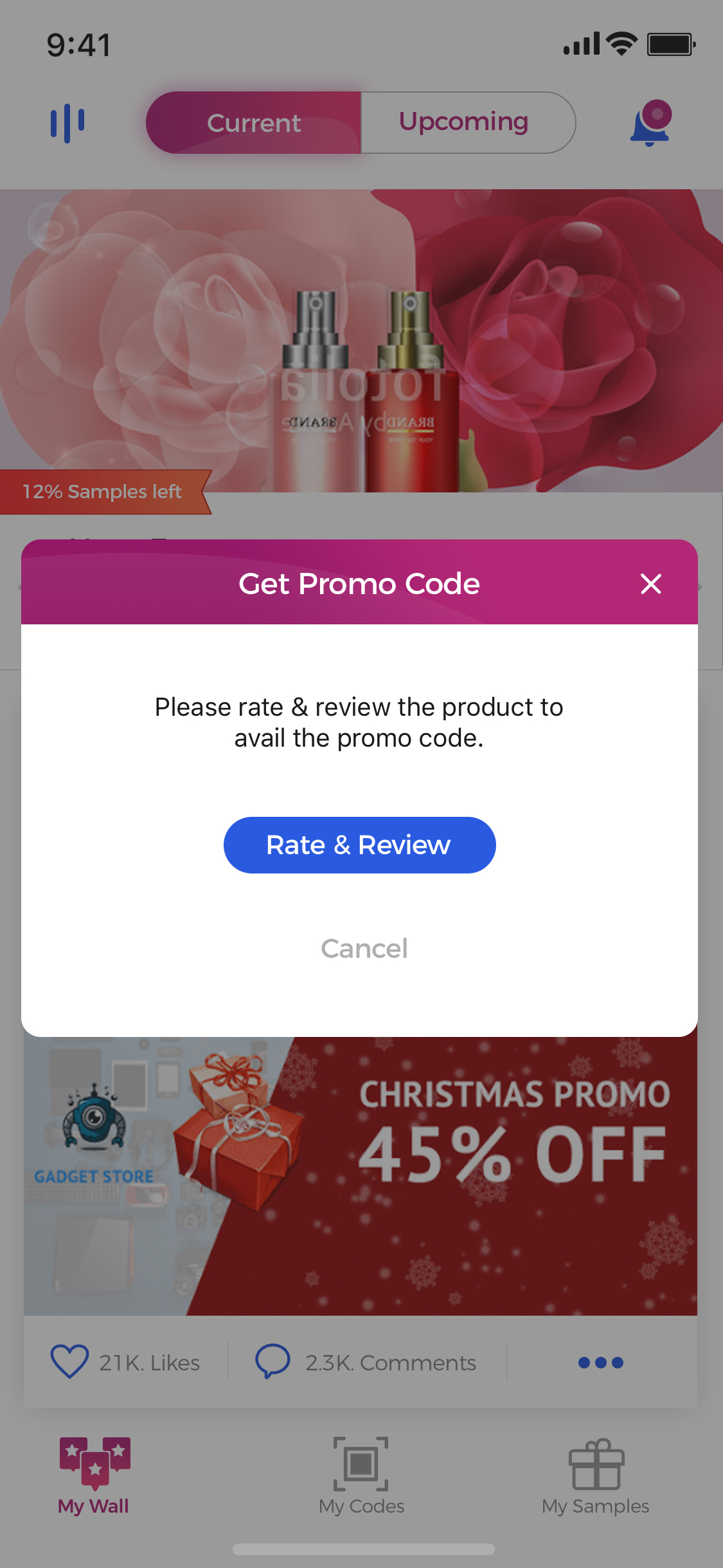 Get Promo Code (Pop Up)