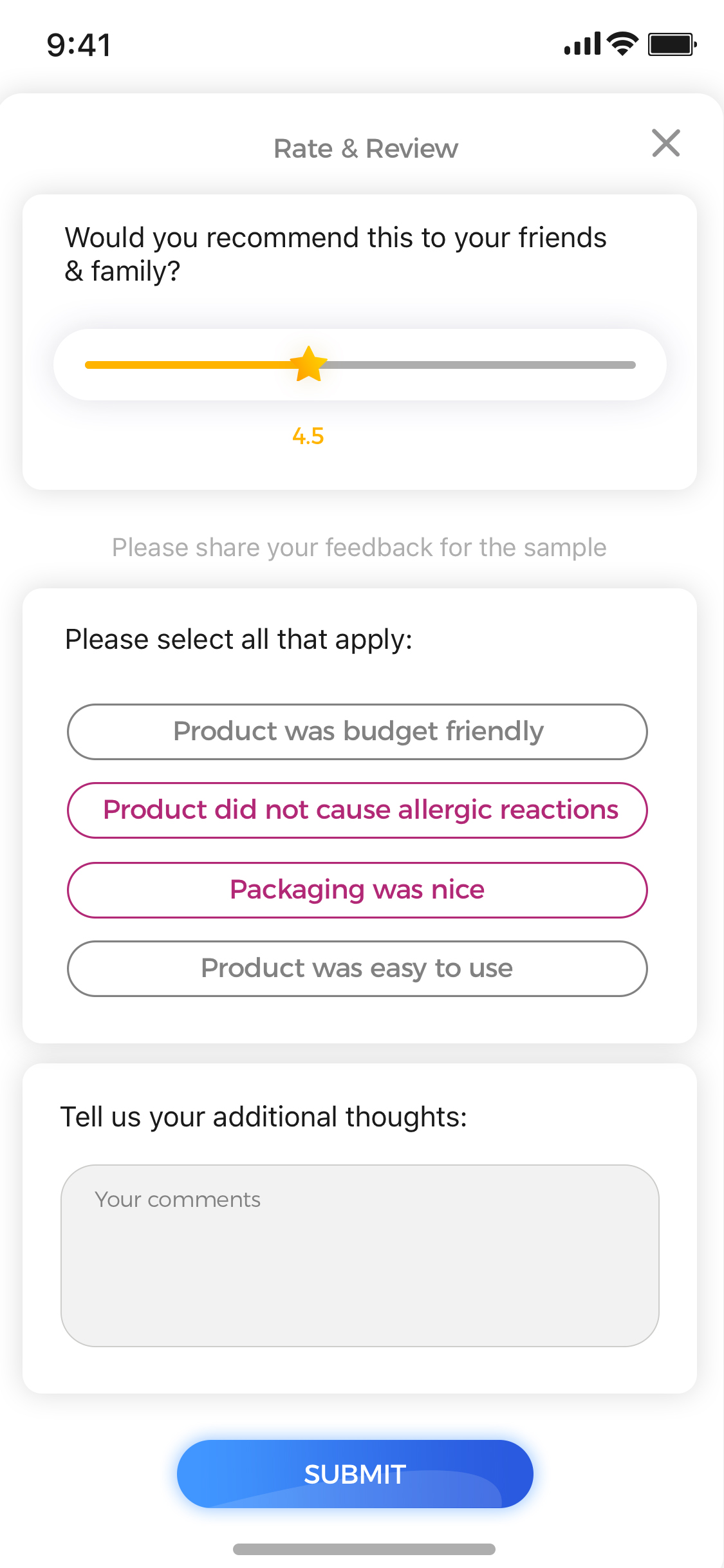 Rate & Review Sample